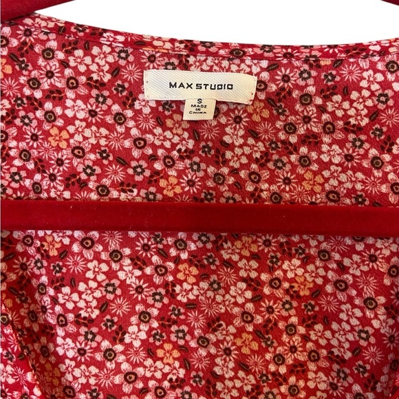 Max Studio Red Floral High Low Wrap Dress Small - Picture 6 of 16